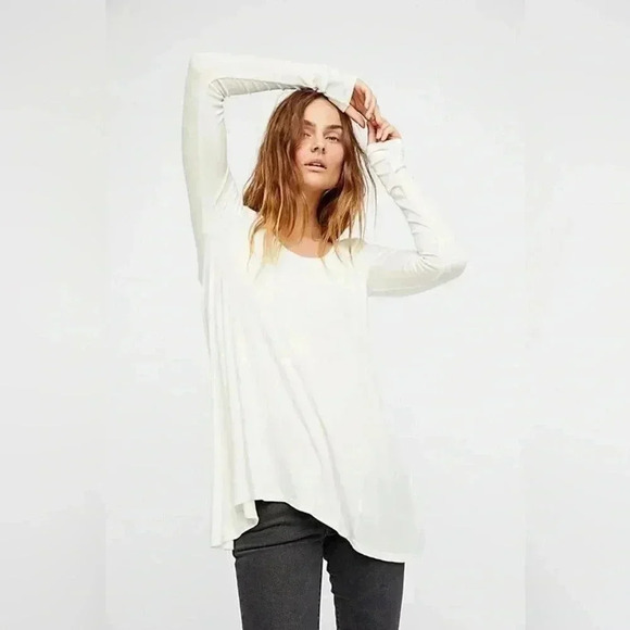 FREE PEOPLE January Ribbed Tee Ivory NWT - Picture 1 of 7